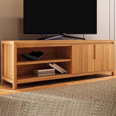 Rack Tv 80 Pol 180CM Madeira Maciça Floris com 2 Portas Marrom Mpozenato