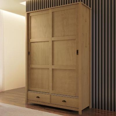 Guarda Roupa Solteiro Lazio 2 Portas de Correr 2 Gavetas Madeira Freijó Mpozenato 133CM