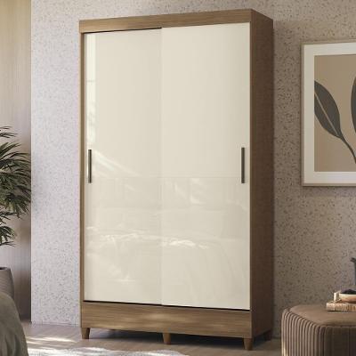 Guarda Roupa Solteiro Thales 2 Portas Correr 2 Gavetas MDP Jequitibá-off Mpozenato 107CM
