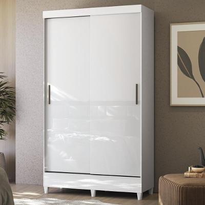 Guarda Roupa Solteiro Thales S01 2 Portas de Correr 2 Gavetas MDP Branco Mpozenato 107CM