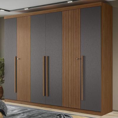 Guarda Roupa Casal Zain S01 6 Portas 4 Gavetas MDP Jatobá-grafite Mpozenato 232CM