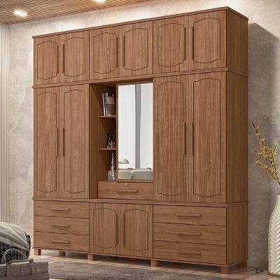 Guarda Roupa Casal Tóquio S01 13 Portas de Bater 7 Gavetas MDF MDP com Espelho Jatobá Mpozenato
