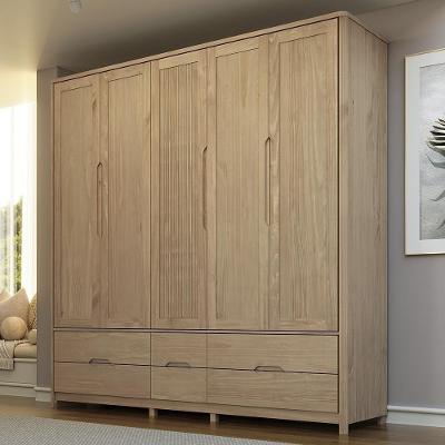 Guarda Roupa Casal Nira 5 Portas de Bater 6 Gavetas Madeira Maciça TUARI Mpozenato 220CM