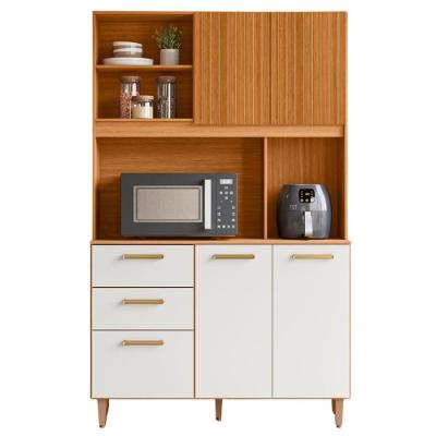 Kit Cozinha Sicilia Medio 5 Portas 2 Gavetas MDP 115CM Freijo Off Poliman Móveis
