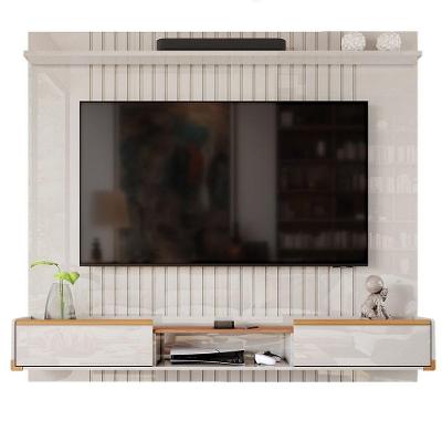 Rack Bancada com Painel para TV Até 70" 186CM MDF-MDP Off White e Jequitibá Lukaliam Móveis