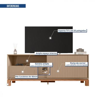 Rack para Tv Mondrian 1.5 Sued Mr-Freijo Até 55 Polegadas 150cm MDP Marrom Caemmun Móveis