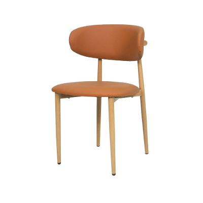 Cadeira de Jantar Lucy Estrutura em Aço Estofado em PU Marrom Caramelo Waw Design