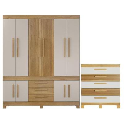 Guarda Roupa Casal Bem Te Vi 10 Portas de Bater 5 Gavetas MDF Cinamomo Off White Valdemóveis