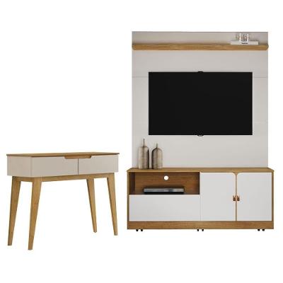 Home Theater Monza Moderno 1 Gaveta MDF-MDP Off White Cinamomo Valdemóveis