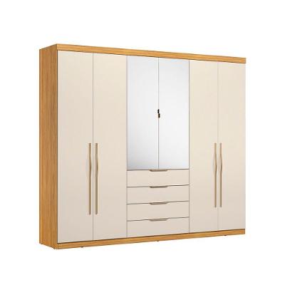 Guarda Roupa Casal Giardino 6 Portas 4 Gavetas MDP Cinamomo-off White Demóbile 262.2CM
