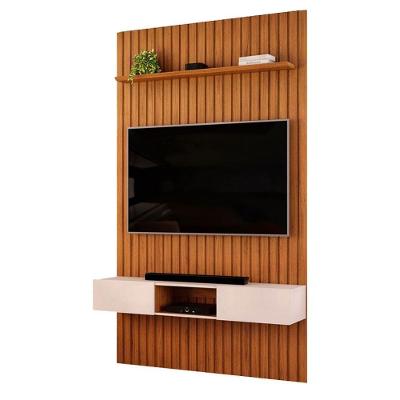 Painel para TV Trento 143 com Bancada Suspenso MDF Ripado Off White DJ Móveis