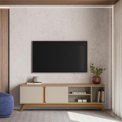 Rack Tv com Painel Istambul 70" 200CM MDF-MDP Off White Mais de Casa
