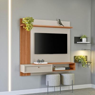 Painel Home para TV com Nicho 55" 133CM MDF-MDP Marrom Fosco Mais de Casa