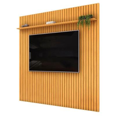 Painel Suspenso para TV Trento 250 75 250CM MDF Ripado Café DJ Móveis