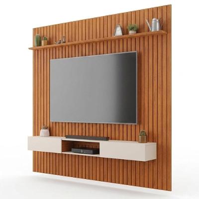 Painel com Bancada Suspenso para Tv Trento 250 250CM MDF Off White DJ Móveis