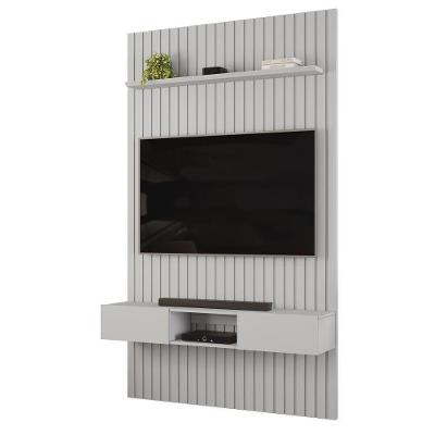 Painel com Bancada Suspenso para TV Trento 143 Ripado Bali 143CM MDF Amadeirado DJ Móveis
