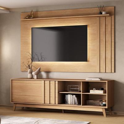 Conjunto Rack e Painel para TV Ventura 180CM MDP com Porta de Correr Marrom Móveis Carraro