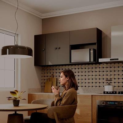 Armário Modular Aéreo 60CM 1 Porta MDP com Nicho para Micro-ondas Preto Mercado das Prateleiras