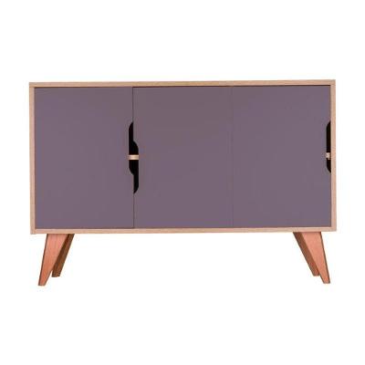 Aparador Murano Retrô 3 Portas sem Gavetas MDP 115CM Carvalho Treviso e Cinza Claro Mercado