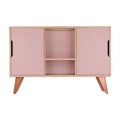 Aparador Murano Moderno 2 Portas MDP 115CM Carvalho e Rosa Claro Mercado das Prateleiras
