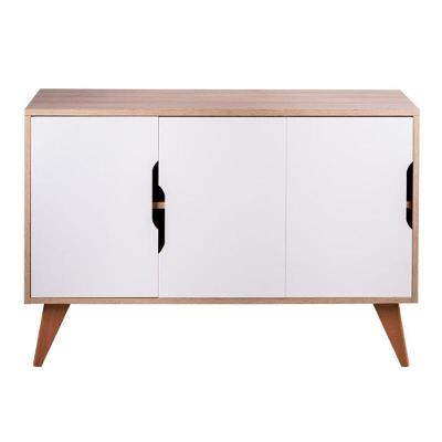 Aparador Murano Retrô 3 Portas MDP 115CM Carvalho e Branco Mercado das Prateleiras