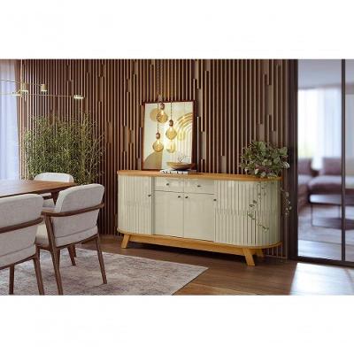 Aparador Buffet Mônaco Rústico 4 Portas 2 Gavetas MDP 183CM Branco Madetec Móveis