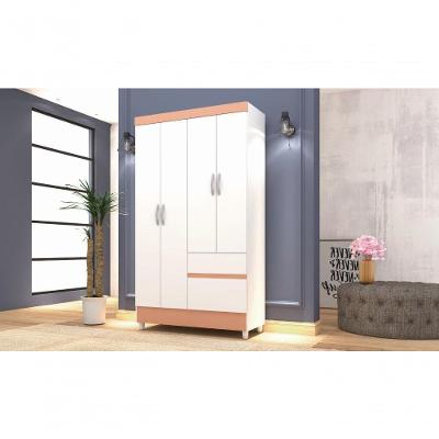 Guarda Roupa Casal Ideal Plus 4 Portas de Bater 2 Gavetas MDP Branco Vila Rica 103CM