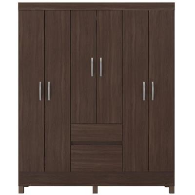Guarda Roupa Casal Fast Café Touch 6 Portas 2 Gavetas MDP Café Demóbile