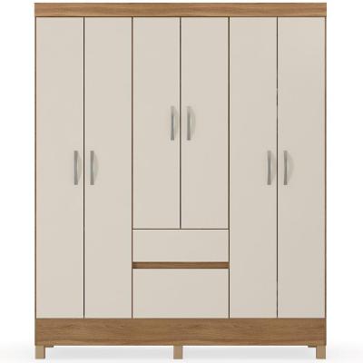 Guarda Roupa Casal Fast 6 Portas de Bater 2 Gavetas MDP Amendola-off White Demóbile 149CM