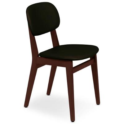 Cadeira London Estrutura em Madeira Maciça Estofado em Couríssimo Preto Tramontina 41.8CM