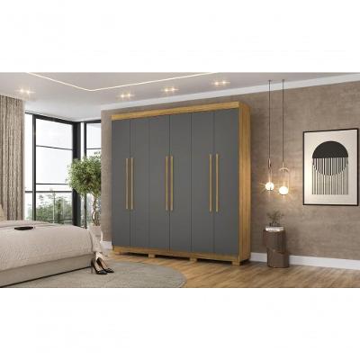 Guarda Roupa Casal Elegance 6 Portas de Bater 2 Gavetas MDP Marrom Nature Alasca Vila Rica 218CM