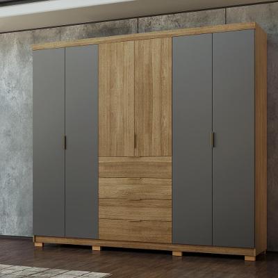 Guarda Roupa Casal Dubai Ouro 6 Portas de Bater 4 Gavetas MDF Nature-Alasca Vila Rica