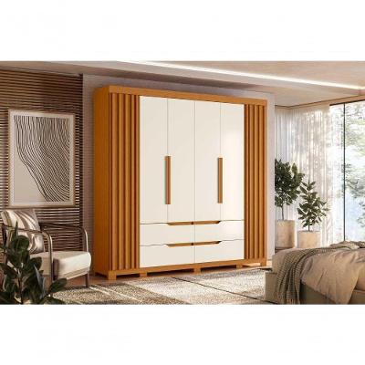 Guarda Roupa Casal Doble 6 Portas de Bater 4 Gavetas MDP Cinamomo Off White 240CM