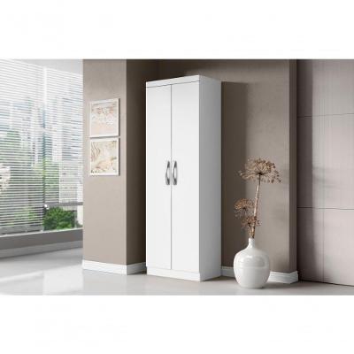 Armário Multiuso New 2 Portas de Bater MDP Branco 3 Prateleiras Aramóveis