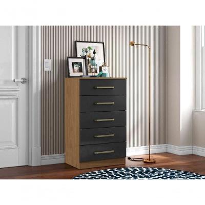 Cômoda Yellowstone 5 Gavetas MDP Puxador Plástico Grafite Aramóveis 60CM