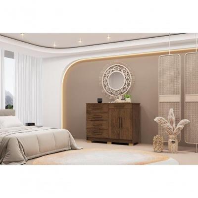 Cômoda Sirius 5 Gavetas MDF-MDP Puxador MDF Imbuia Rústico Vila Rica
