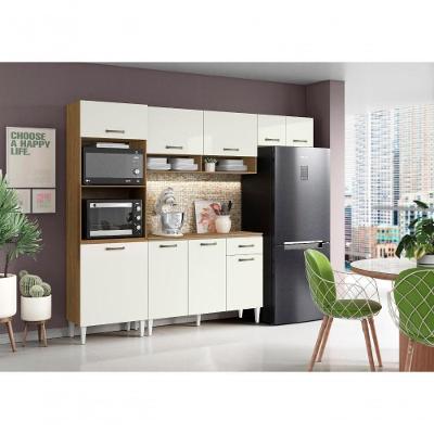 Cozinha Compacta + Balcão Atenas 9 Portas 1 Gaveta MDF-MDP 249,7CM Off White