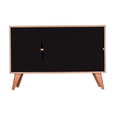 Aparador Retrô Murano 3 Portas MDP 115CM Carvalho e Preto Mercado das Prateleiras