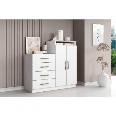 Cômoda Londres 4 Gavetas MDP Puxador de Plástico Branco Aramóveis