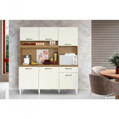 Cozinha Compacta Siena Atacama 6 Portas 1 Gaveta 160CM Off White Aramóveis
