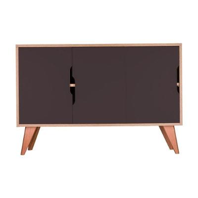 Aparador Buffet Murano Moderno 3 Portas MDP 115CM Carvalho e Grafite Mercado das Prateleiras