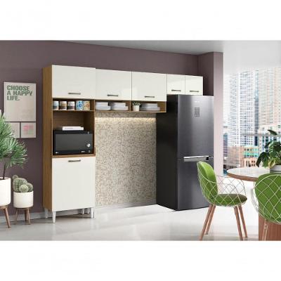 Cozinha Compacta Aurora 6 Portas MDP 295CM Off White Aramóveis