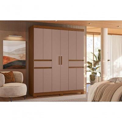 Guarda Roupa Casal Olímpia 10 Portas de Bater 2 Gavetas MDP Nogueira Cappuccino 163CM