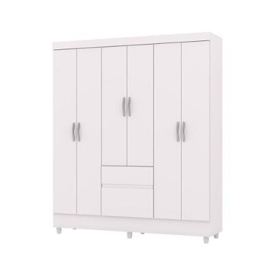 Guarda Roupa Casal Ideal Plus 6 Portas de Bater 2 Gavetas MDP Branco Vila Rica 154CM