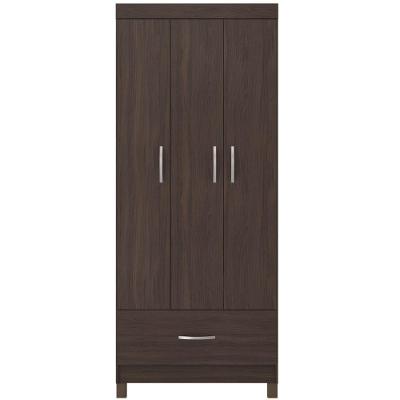 Guarda Roupa Solteiro Priscila 3 Portas de Bater 1 Gaveta MDP Café Demóbile 75CM