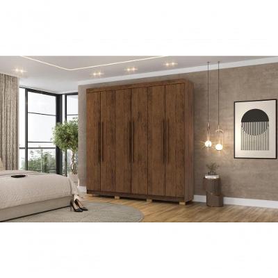 Guarda Roupa Casal Elegance 6 Portas de Bater 2 Gavetas MDP Imbuia Rústico Vila Rica