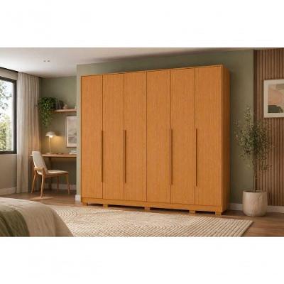 Guarda Roupa Casal Mercure 6 Portas de Bater 6 Gavetas Madeira Cinamomo Albatroz 270CM