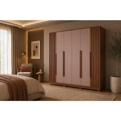 Guarda Roupa Casal Deville 6 Portas de Bater 4 Gavetas MDP Nogueira Cappuccino 237CM