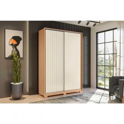 Guarda Roupa Casal Frizatto 2 Portas de Correr 3 Gavetas MDP com Espelho Freijó Off White Flex 160CM