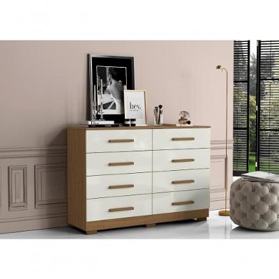 Gaveteiro Atacama 8 Gavetas MDP Puxador MDF Off White Aramóveis